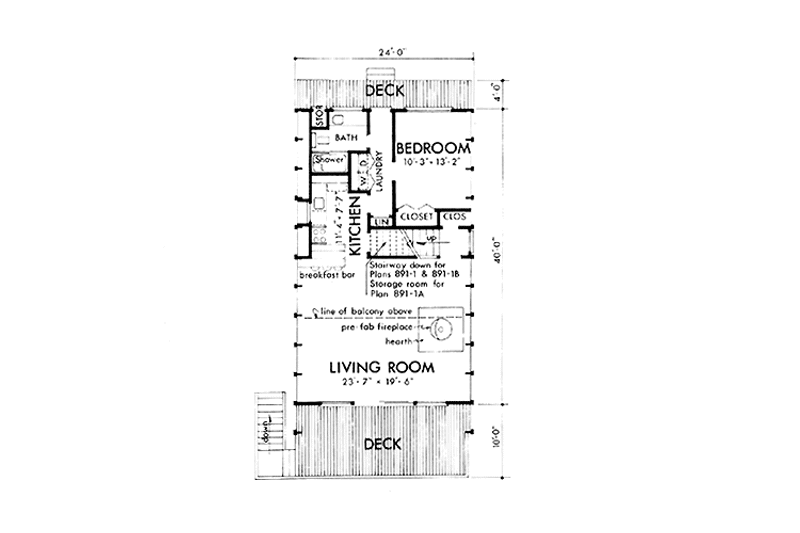 Home Plan - Floor Plan - Main Floor for European House Plan #320-1220 - 2 bed, 1.5 bath