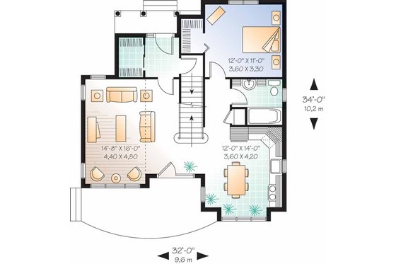 Floor Plan - Main Floor for European House Plan #23-2459 - 3 bed, 2 bath