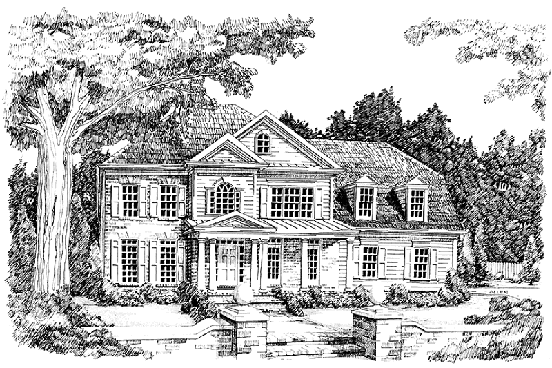 Home Plan - Exterior - Front Elevation 3 for Classical House Plan #927-580 - 4 bed, 2.5 bath