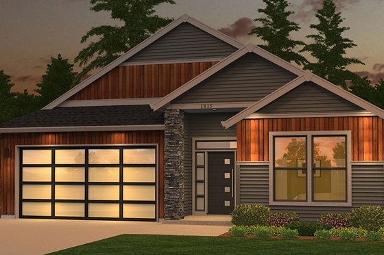 Exterior - Front Elevation 3 for Ranch House Plan #943-50 - 3 bed, 2 bath