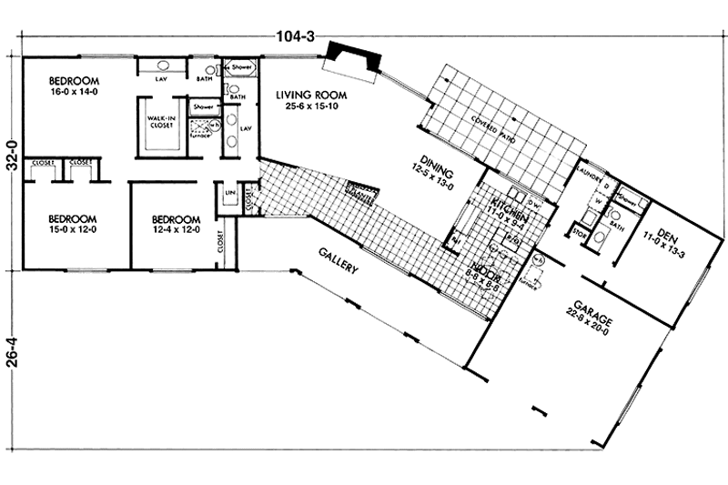 Architectural House Design - Floor Plan - Main Floor for Mediterranean House Plan #320-1356 - 3 bed, 3 bath
