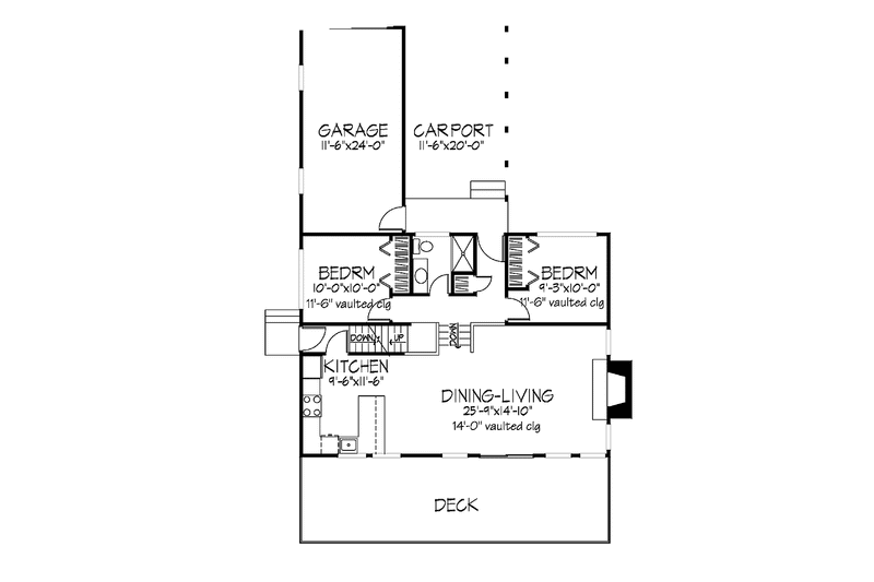 Home Plan - Floor Plan - Main Floor for Contemporary House Plan #320-792 - 3 bed, 2 bath