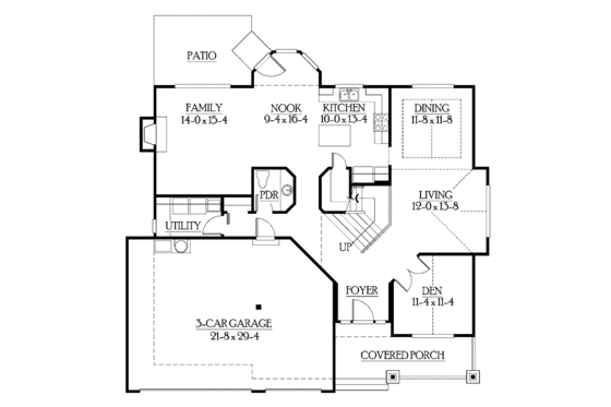 Floor Plan - Main Floor for Craftsman House Plan #132-295 - 4 bed, 2.5 bath