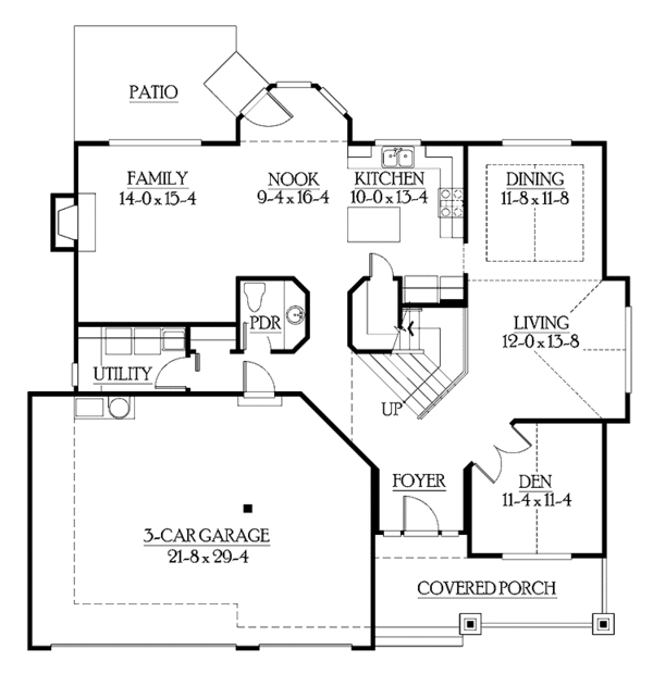 House Plan Design - Craftsman Floor Plan - Main Floor Plan #132-295