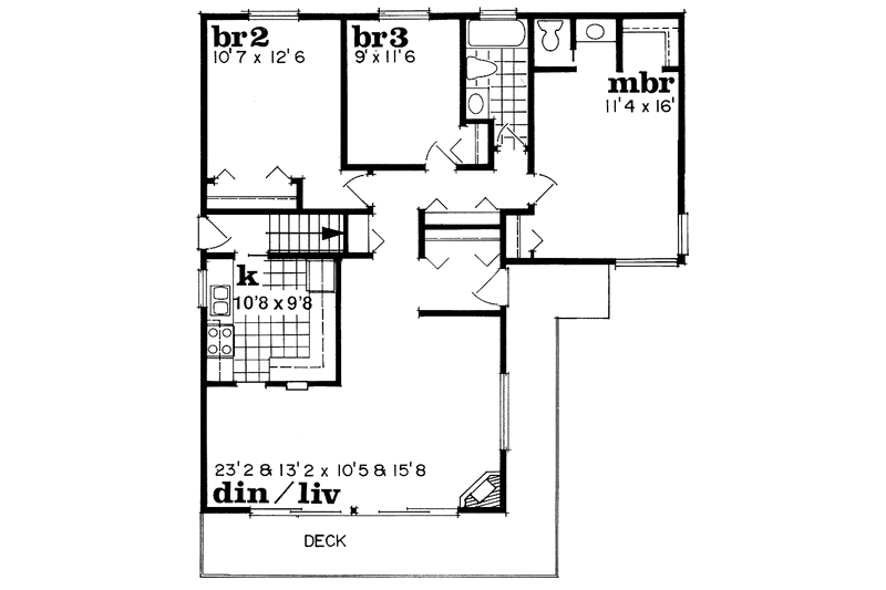 Home Plan - Floor Plan - Main Floor for Country House Plan #47-952 - 3 bed, 1.5 bath