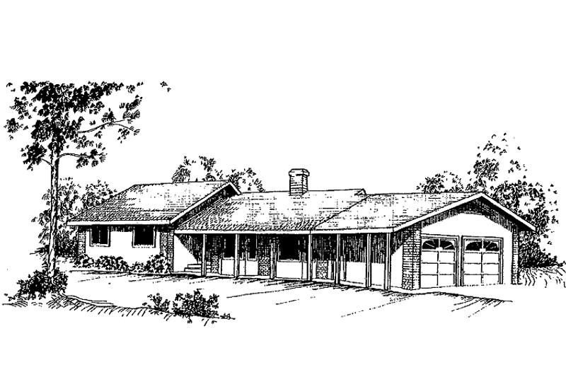 Architectural House Design - Exterior - Front Elevation 3 for Ranch House Plan #60-987 - 3 bed, 2 bath