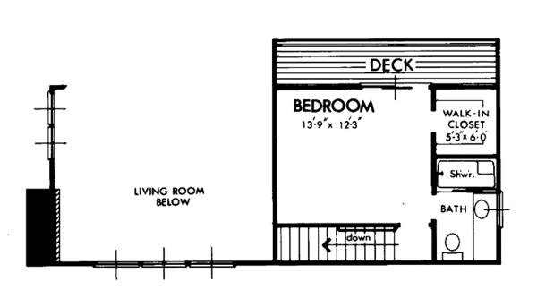 Architectural House Design - Cabin Floor Plan - Upper Floor Plan #320-1221