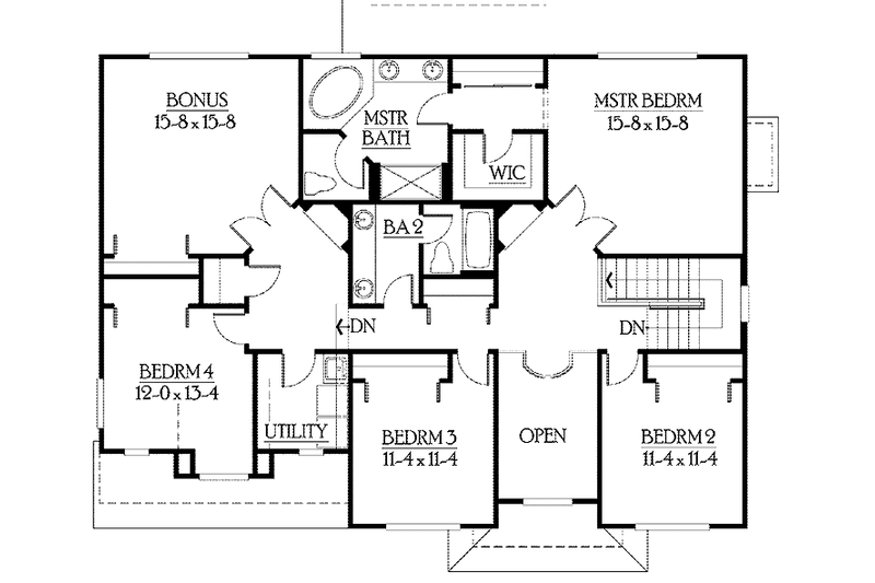 Home Plan - Floor Plan - Upper Floor for Prairie House Plan #132-382 - 4 bed, 2.5 bath