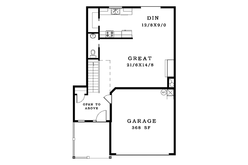 House Design - Floor Plan - Main Floor for Craftsman House Plan #943-14 - 3 bed, 2.5 bath