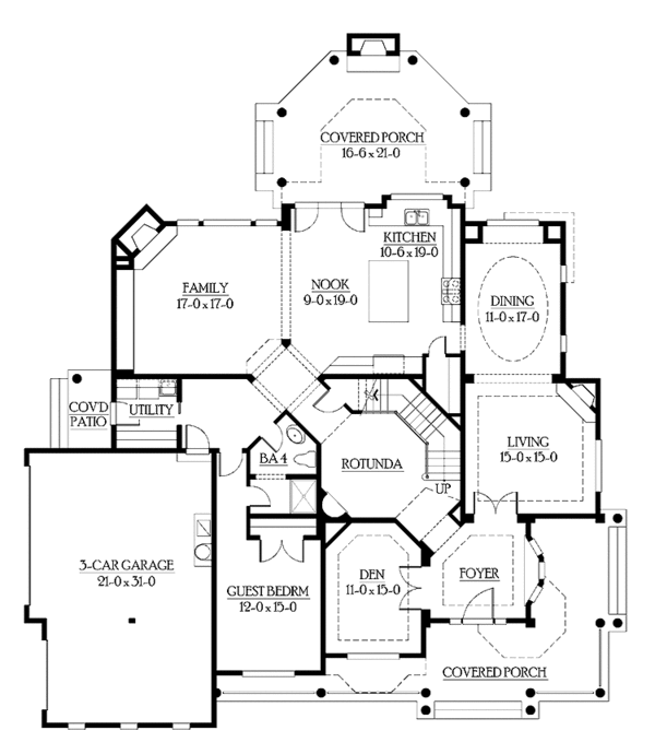 Architectural House Design - Victorian Floor Plan - Main Floor Plan #132-493