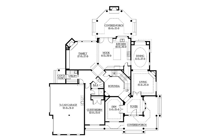 Dream House Plan - Floor Plan - Main Floor for Victorian House Plan #132-493 - 5 bed, 4 bath