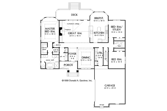 Floor Plan - Main Floor for Craftsman House Plan #929-440 - 3 bed, 2.5 bath