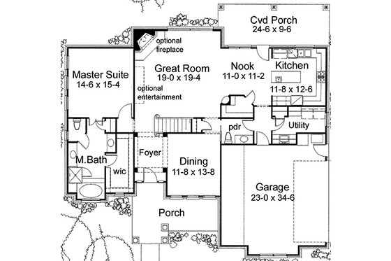Floor Plan - Main Floor for European House Plan #120-242 - 4 bed, 2.5 bath