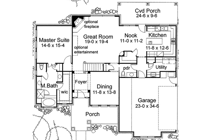 Home Plan - Floor Plan - Main Floor for European House Plan #120-242 - 4 bed, 2.5 bath