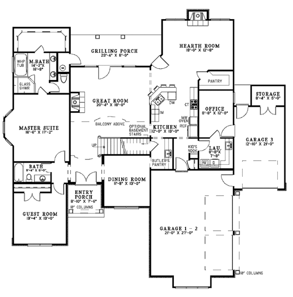 Dream House Plan - Traditional Floor Plan - Main Floor Plan #17-3269