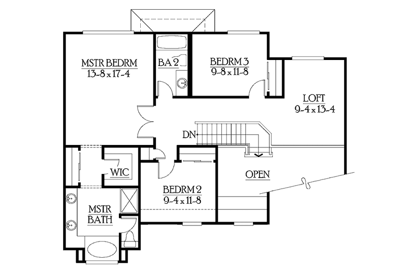 Dream House Plan - Floor Plan - Upper Floor for Craftsman House Plan #132-266 - 3 bed, 2.5 bath