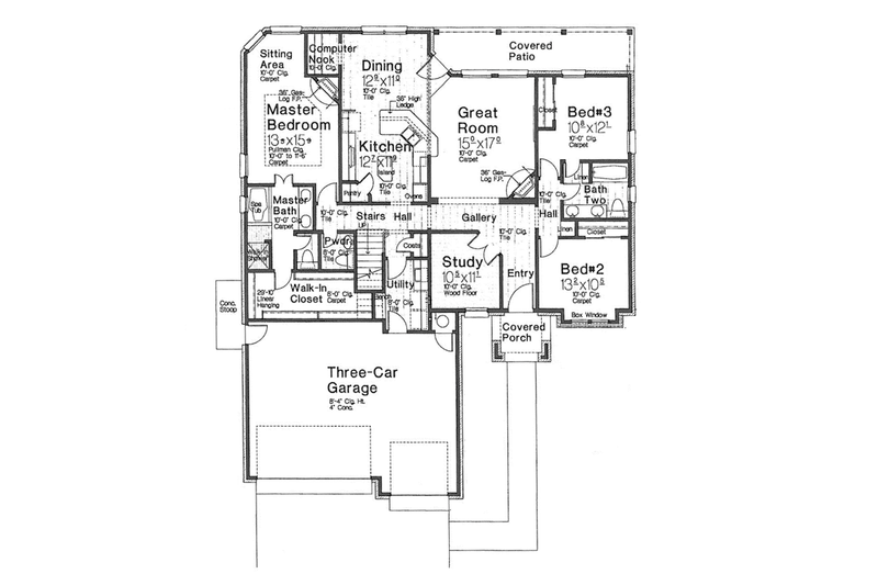 Dream House Plan - Floor Plan - Main Floor for Country House Plan #310-1272 - 3 bed, 2.5 bath