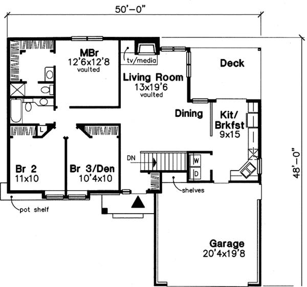 House Blueprint - Ranch Floor Plan - Main Floor Plan #320-537