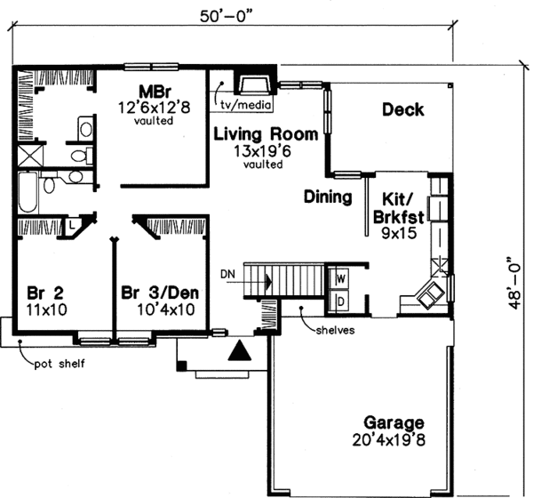 Home Plan - Ranch Floor Plan - Main Floor Plan #320-537