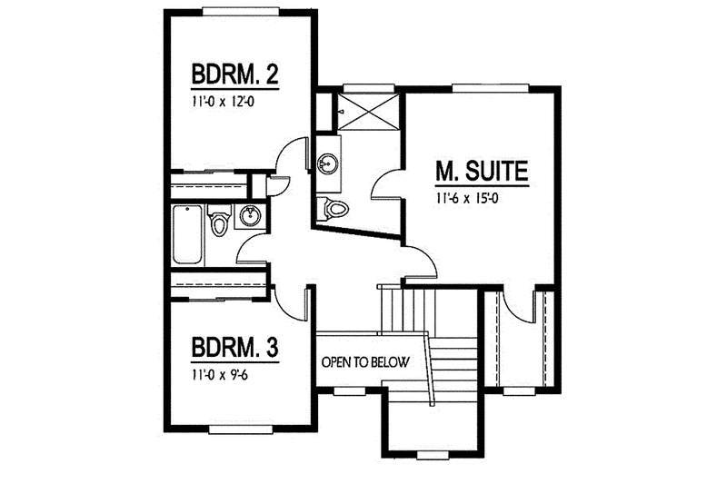 House Plan Design - Floor Plan - Upper Floor for Contemporary House Plan #569-4 - 3 bed, 2.5 bath