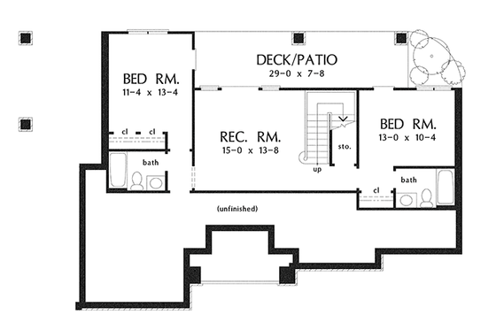 Floor Plan - Lower Floor for Craftsman House Plan #929-946 - 4 bed, 4 bath