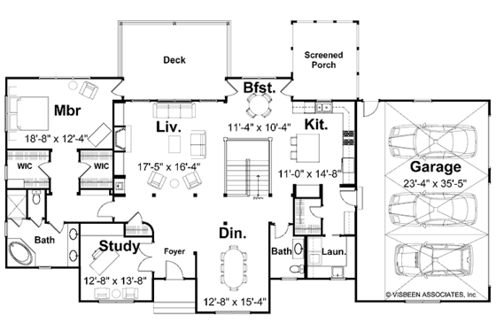 Floor Plan - Main Floor for Craftsman House Plan #928-51 - 4 bed, 3.5 bath