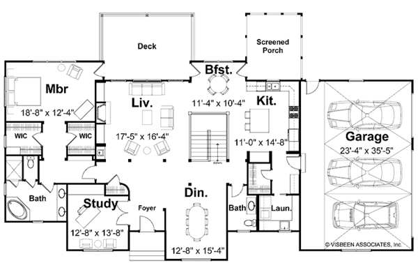 Architectural House Design - Craftsman Floor Plan - Main Floor Plan #928-51