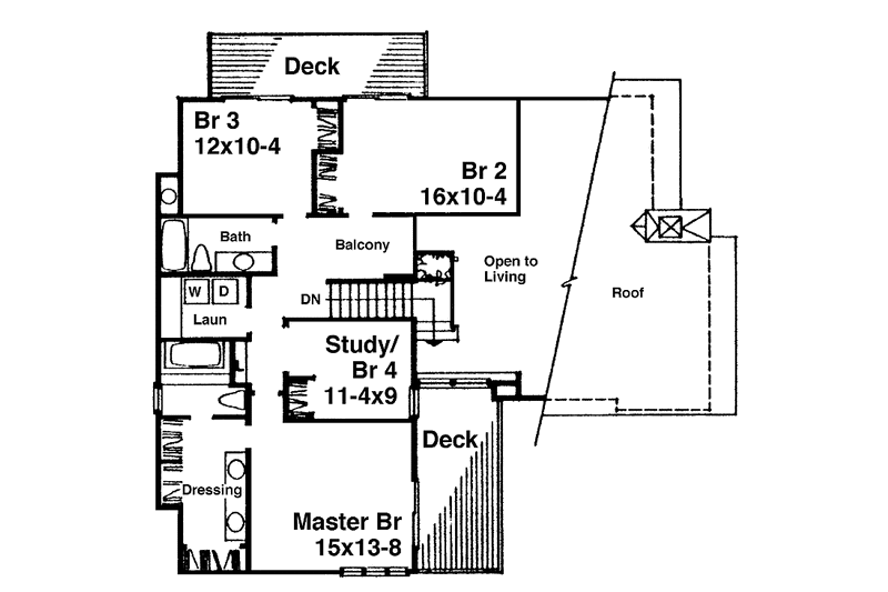 Home Plan - Floor Plan - Upper Floor for Contemporary House Plan #320-862 - 3 bed, 2.5 bath