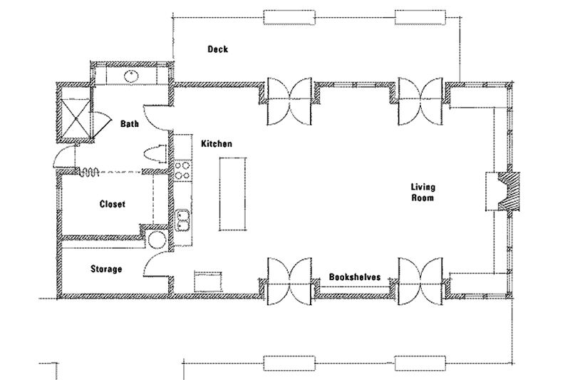 Dream House Plan - Floor Plan - Main Floor for Cabin House Plan #982-1, 1 bath
