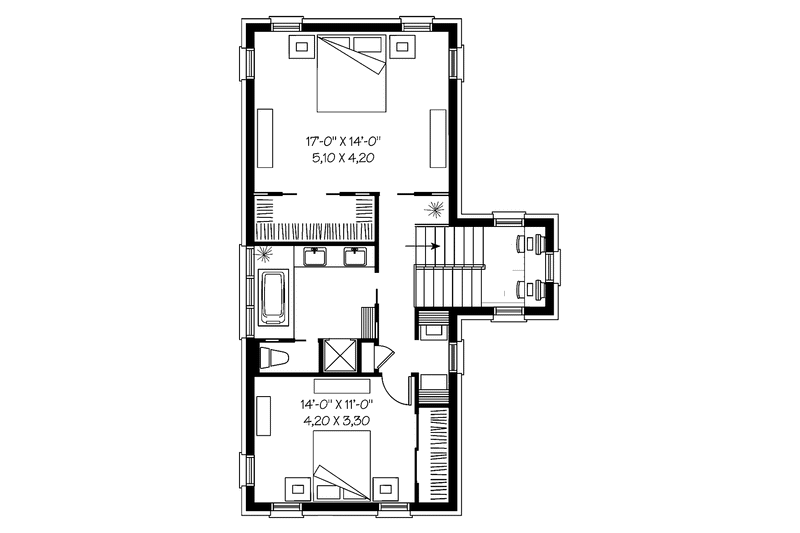 Dream House Plan - Floor Plan - Upper Floor for Contemporary House Plan #23-2369 - 2 bed, 1.5 bath