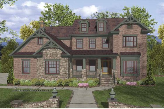 Exterior - Front Elevation 3 for Traditional House Plan #56-681 - 4 bed, 4 bath