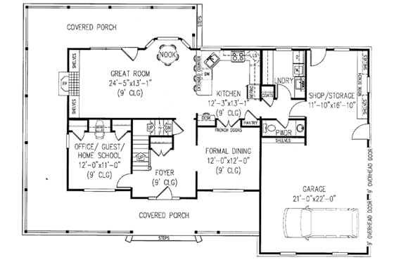 Floor Plan - Main Floor for Victorian House Plan #11-253 - 3 bed, 2.5 bath