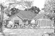 Ranch Style House Plan - 3 Beds 2 Baths 1353 Sq/Ft Plan #17-2712 Exterior 