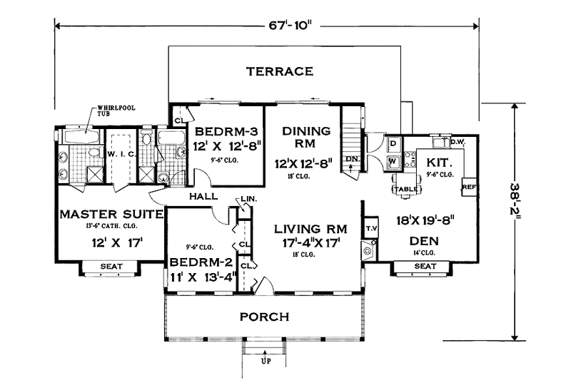Home Plan - Floor Plan - Main Floor for Ranch House Plan #3-291 - 3 bed, 2 bath