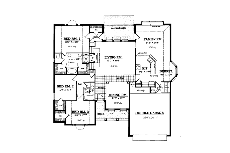 Architectural House Design - Floor Plan - Main Floor for European House Plan #42-687 - 3 bed, 2 bath