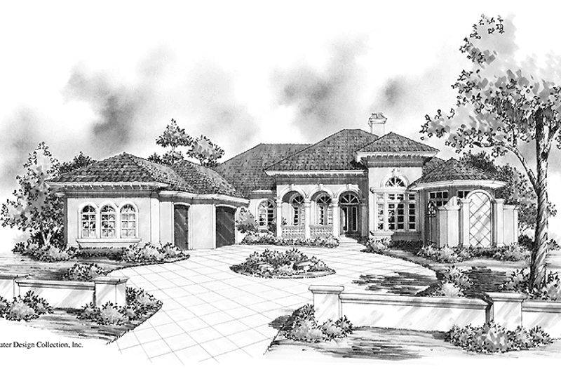 Home Plan - Exterior - Front Elevation 3 for Mediterranean House Plan #930-293 - 3 bed, 4 bath