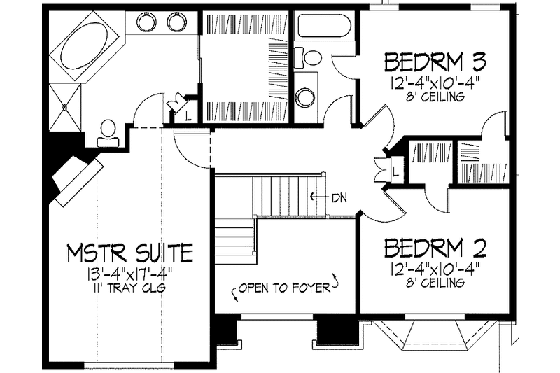 Home Plan - Floor Plan - Upper Floor for Tudor House Plan #51-821 - 3 bed, 2.5 bath