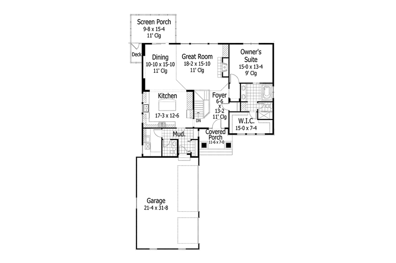 Dream House Plan - Floor Plan - Main Floor for Ranch House Plan #51-1098 - 3 bed, 2.5 bath