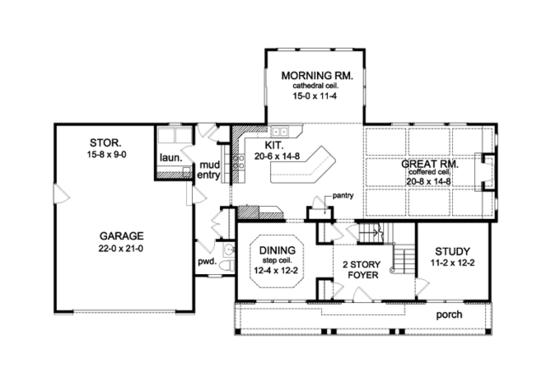 Floor Plan - Main Floor for Traditional House Plan #1010-94 - 4 bed, 2.5 bath