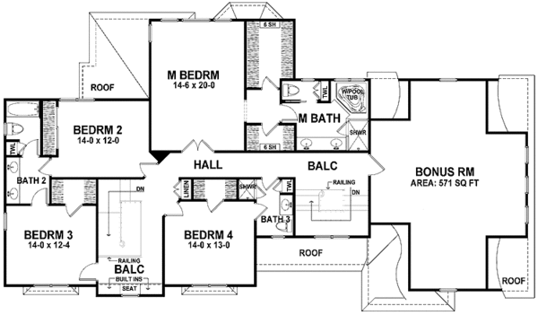 Architectural House Design - Colonial Floor Plan - Upper Floor Plan #328-449