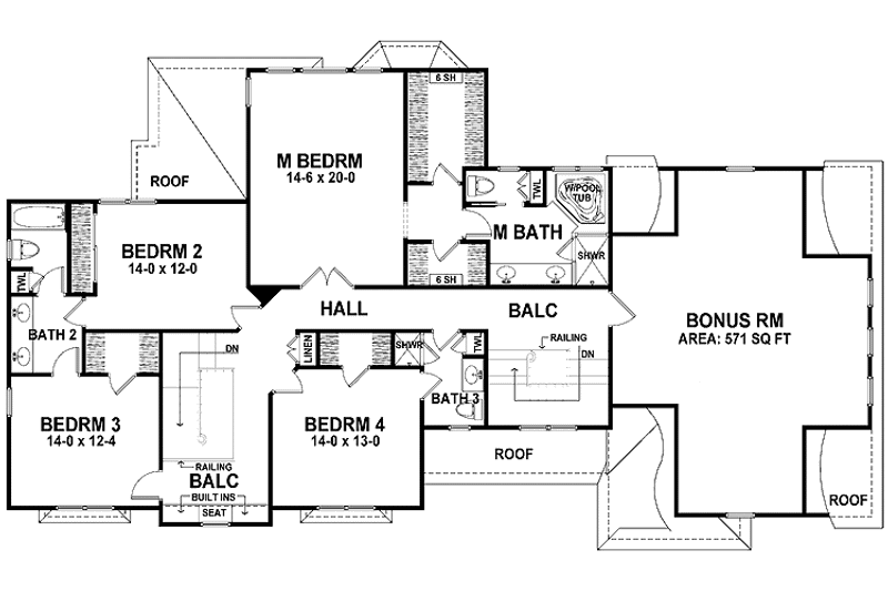 Home Plan - Floor Plan - Upper Floor for Colonial House Plan #328-449 - 4 bed, 3.5 bath