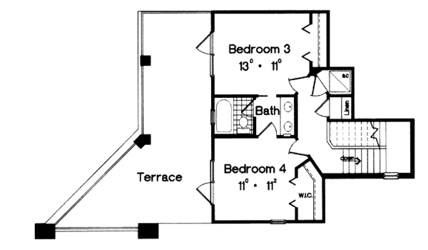 Architectural House Design - Country Floor Plan - Upper Floor Plan #417-661