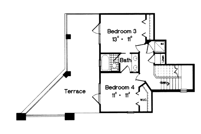 Architectural House Design - Floor Plan - Upper Floor for Country House Plan #417-661 - 4 bed, 3.5 bath