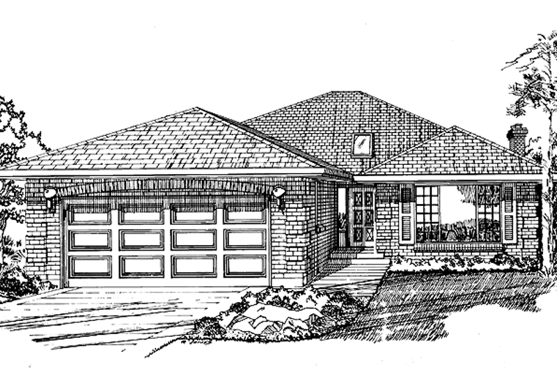 Architectural House Design - Prairie Exterior - Front Elevation Plan #47-688