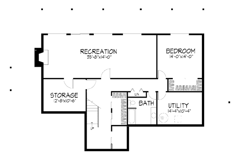 Dream House Plan - Floor Plan - Lower Floor for Contemporary House Plan #320-1284 - 4 bed, 2.5 bath