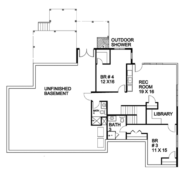 House Design - Ranch Floor Plan - Lower Floor Plan #939-13