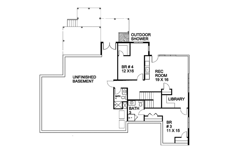Architectural House Design - Floor Plan - Lower Floor for Ranch House Plan #939-13 - 4 bed, 4 bath