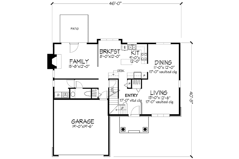 Home Plan - Floor Plan - Main Floor for Prairie House Plan #320-1079 - 3 bed, 2.5 bath