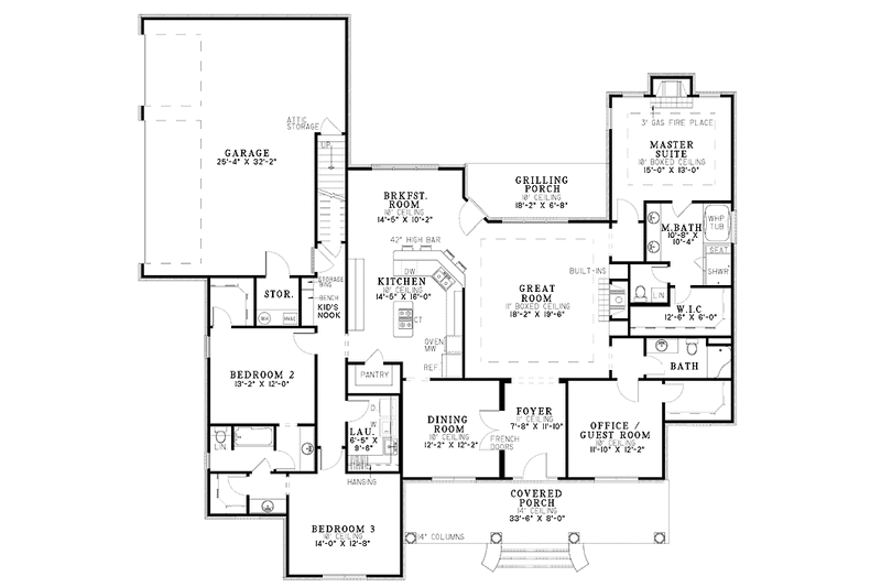 Home Plan - Floor Plan - Main Floor for Traditional House Plan #17-2890 - 4 bed, 3 bath