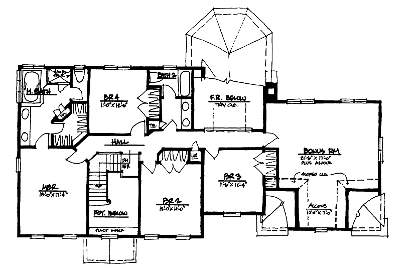 Architectural House Design - Floor Plan - Upper Floor for Classical House Plan #328-261 - 4 bed, 2.5 bath